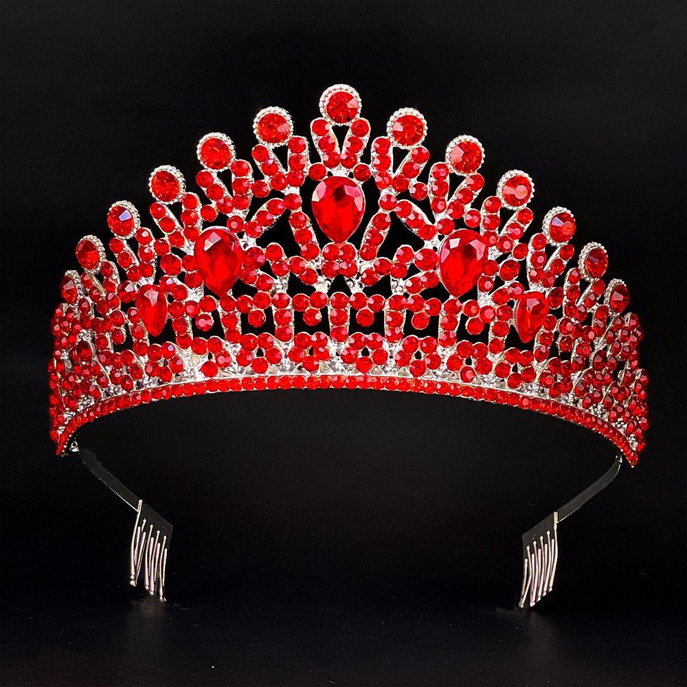 Rhinestone Crystal Bridal Tiara Wedding Crown Set Sparkling Metal Headpiece Zircon Engagement Pageant Bridal Hair Accessories