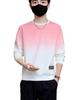 JSEN Gradient Color Men's Round Neck Hoodie - Trendy, Loose, Versatile Top for Spring & Autumn