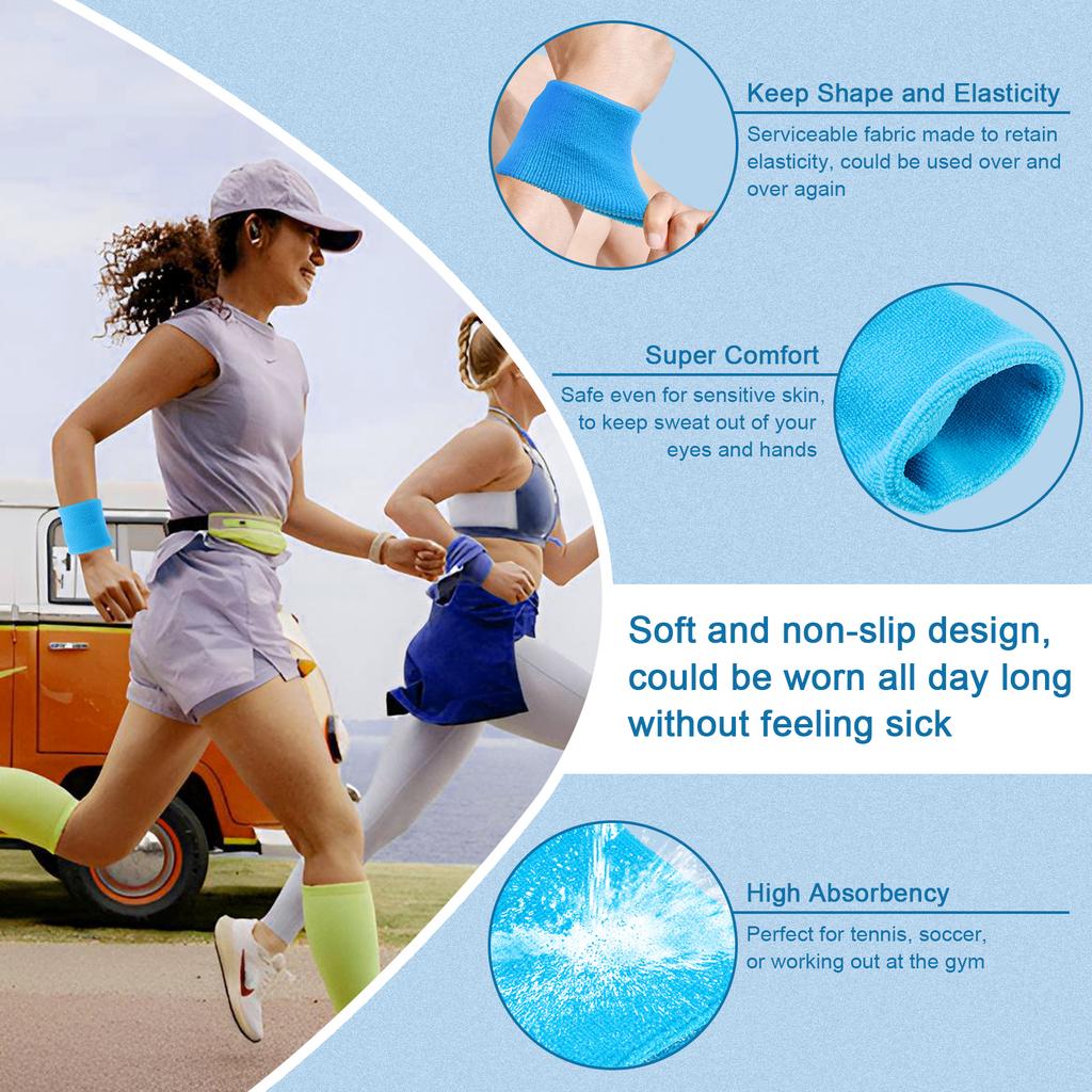 2 Pack High Elastic Sweat Wristbands Set, Fashion Moisture Wicking Breathable Sports Sweatbands for Daily Workout Running Fitness Outdoor Activities