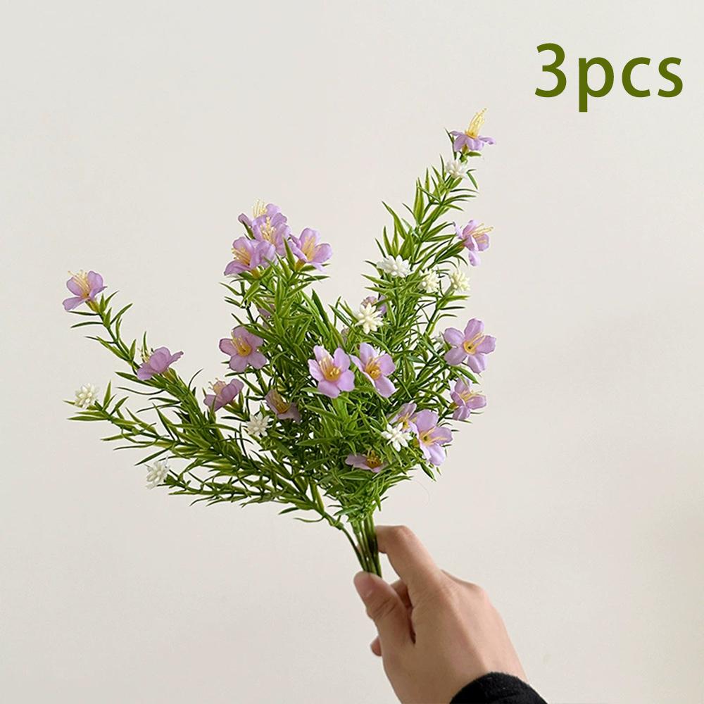 3pcs 7 Fork of Plants Jasmine Small Wild Chrysanthemum Flower Arrangement with Grass Nordic Home Decoration Pastoral Fake Flower