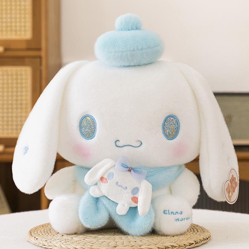 Cinnamoroll Plush Toy: Cute Heart-Hugging Dog with Bow