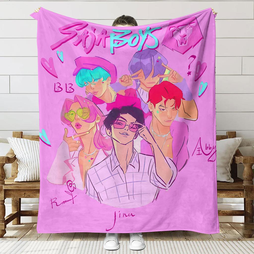 Blanket Print K - Pop Demon Hunters Flannel Blanket Latest Fashion Pop Girl Group