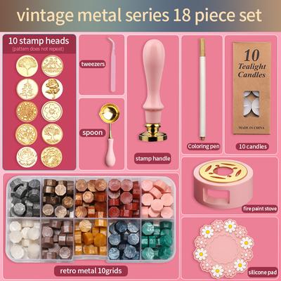 Wax Seal Stamp 18pcs Set,Lacquered Stamp Sealing Wax Kit DIY Craft Supplies,Scrapbooking Christmas Wedding Invitation Decoration