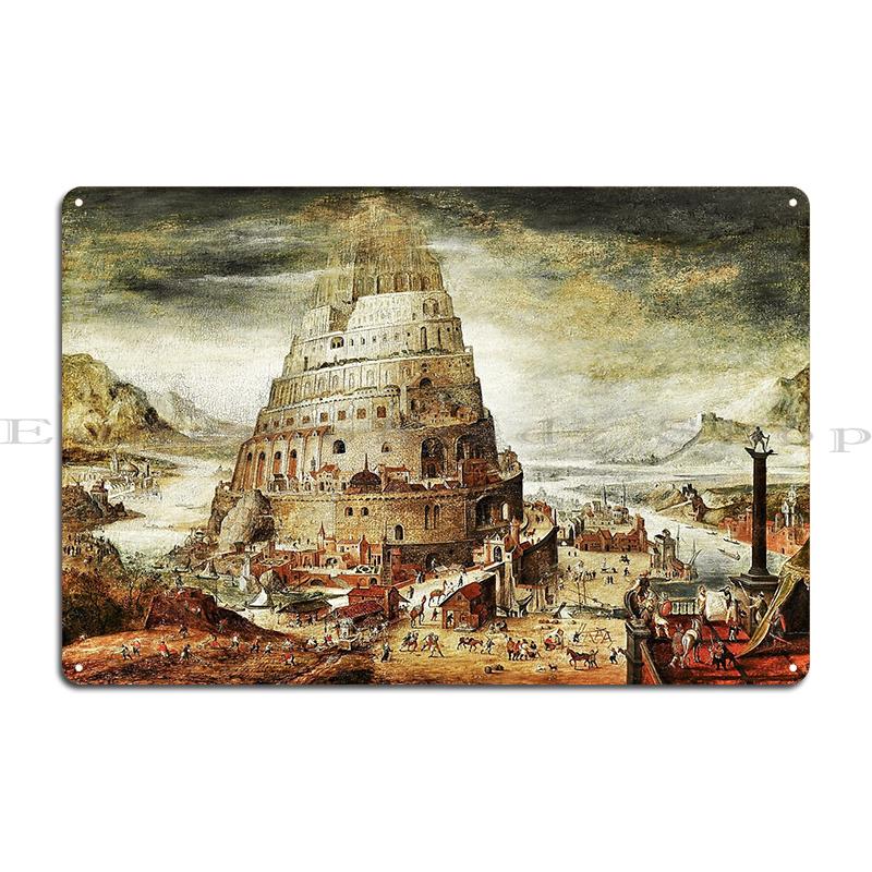 Walking The Tower Of Babel Babylon Amongst Clouds Gustave Dore Bible Tour De Babel Metal Pub Plaques Designing Tin Sign Poster