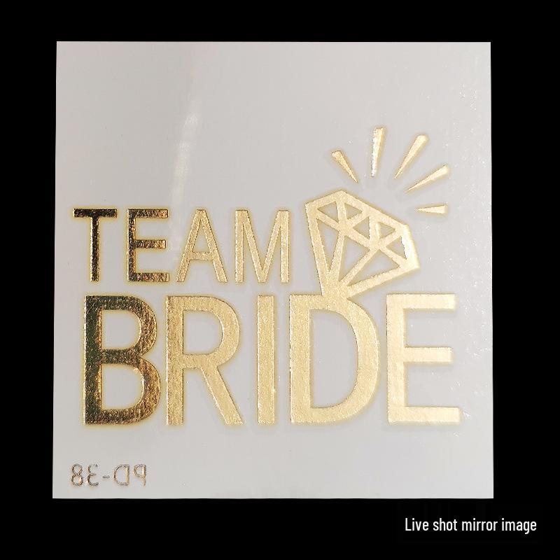 Team Bride Bachelorette Party Gold Foil Tattoo Stickers for Face or Body