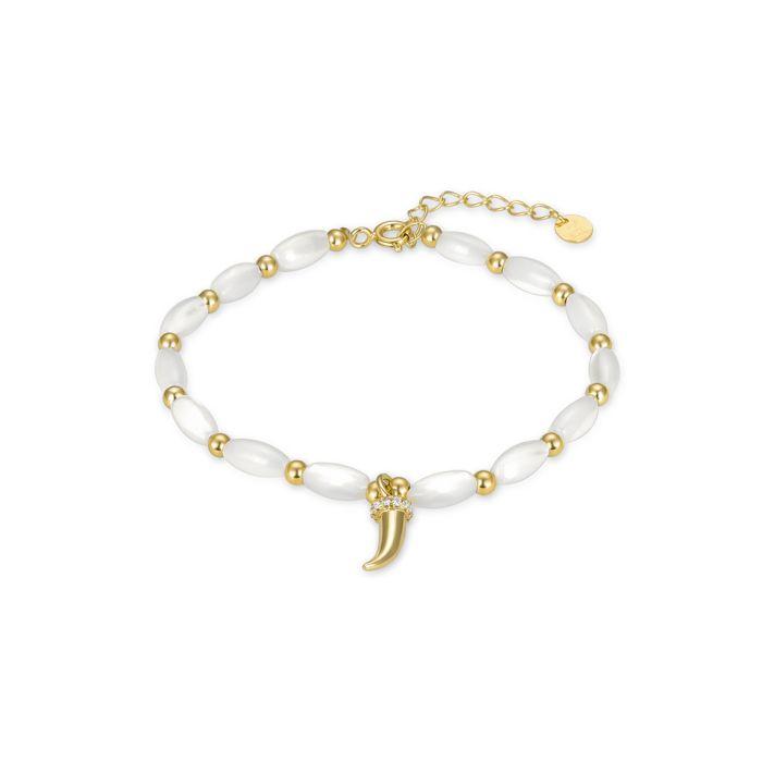 Bracelet - Luxenter - Syme - Argent 925 - Nacre Blanche - Finition or Jaune 18K
