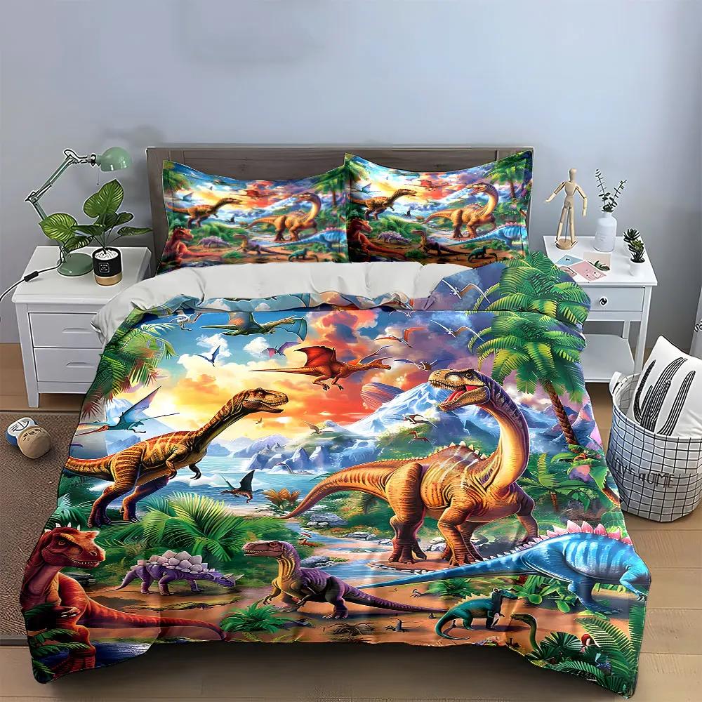 Dinosaur Adventure Decor Set Multiple sizes kid's and adults' bedroom Exquisite 3PC bedding set gift