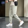 Romon Men's Ice Silk Casual Jogger Pants with Side Splicing