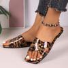 New spring one-word strap empty women's stiletto slippers bow with leopard print sexy printed high-heeled sandals