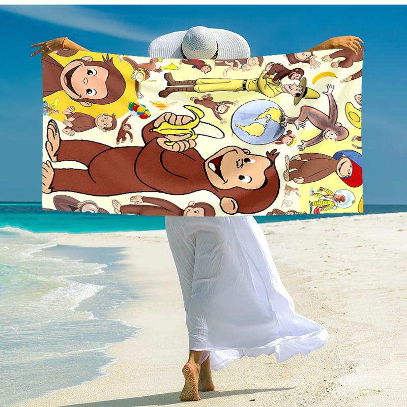 1pc Curious George (6) Beach Towel, Comfortable and Thick, and Swimming/Bath/Picnic/Camping Towel, Suitable for Seaside Beaches