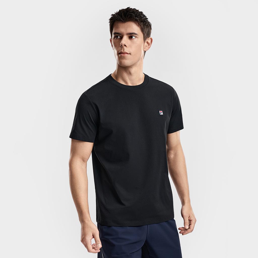 FILA Tennis Simple Sports Training Versatile Comfortable Knitted Short Sleeve T-Shirt Men Tops Black A51M613101FBK