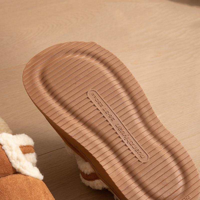 Winter Snow Boots Women Comfortable Outdoor Anti Slip Ankle Boots Suede Warm Fur Lined Booties Indoor Flat Platform Loafer Shoes