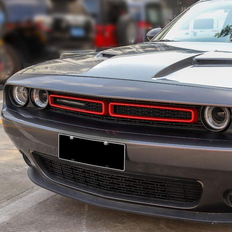 2 Stück Frontgrill Gitter Abdeckung Zierleiste für Dodge Challenger 2015- Schwarz Rot Blau Gelb