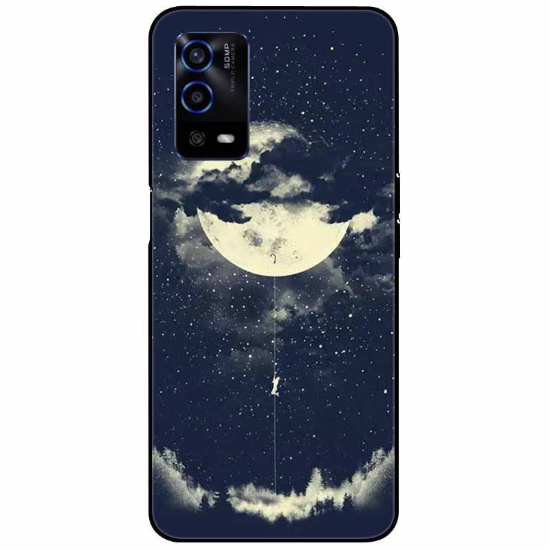 For Oppo A55 4G Case A 55 Silicone Soft Painted TPU Black Cover for Oppo A55 Case CPH2325 Cute Funda Coque for OPPOA55 6.51''