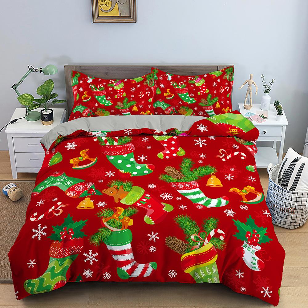Christmas Elk Bedding Set Festival Modern 3d Duvet Cover Set Comforter Bed Linen Twin Queen King Single Size Kids Adult Gift