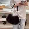 Yogodlns Women Winter Bags New Fashion Shoulder Bag Ladies Fur Shoulder Handbags Female Furry Pleated Designer Underarm Hobo Bags