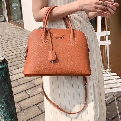 Nuevo Bolso Concha de Cuero de Capa Superior Baotou Platino con Patrón Lichi Bolso Bandolera Individual Cruzado Diagonal Cuero de Mano Bowling Para Mujer