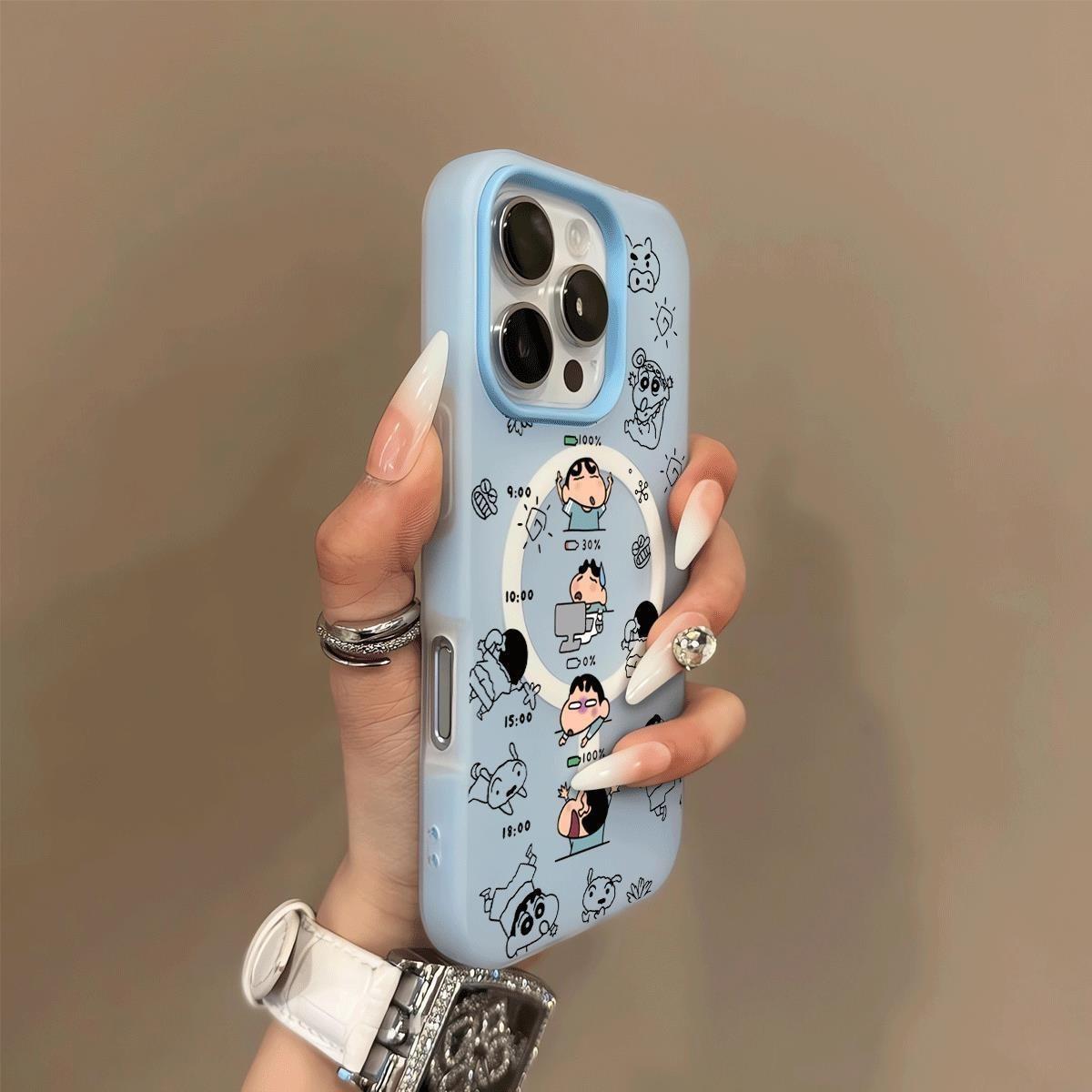 

Magnetic Jelly 2-in-1 Phone Case for Apple Case Premium Phone Case Stand Trendy Creative Simple Crayon Shin-chan For iPhone 17PROMAX