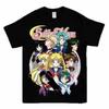 Sailor Moon Tshirt Womens Black Short Sleeve 2026 New Design Sense Ins Loose Cotton Cartoon Top Harajuku