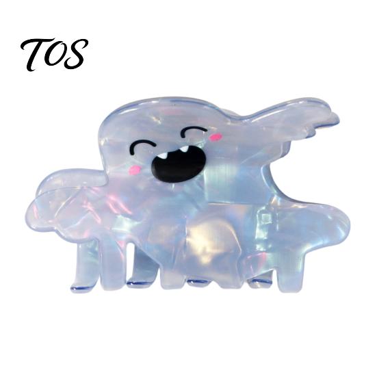 Colorful Gradient Hair Clip Halloween Claw, Cute Ghost Gripper, Firm Grip with Medium Length Shimmer for Long Hair, Comfortable Stylish Accessories