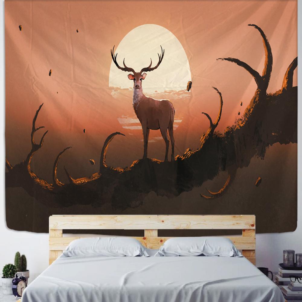 Zebra Sunset Arazzo appeso a parete Cartoon Kawaii Elk Sun Bohemian Psychedelic Landscape Bedroom Decor Cloth