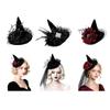 Aufsteckbarer Halloween-Hexenhut Fascinator Kopfschmuck mit schwarzer Netzborte für Kostümparty-Kleidung und Thematische Fotoaufnahmen