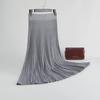 Autumn 2022 A-Line Knitted Midi Skirt: Lu Gong Style Flared Slimming Skirt with Pleats
