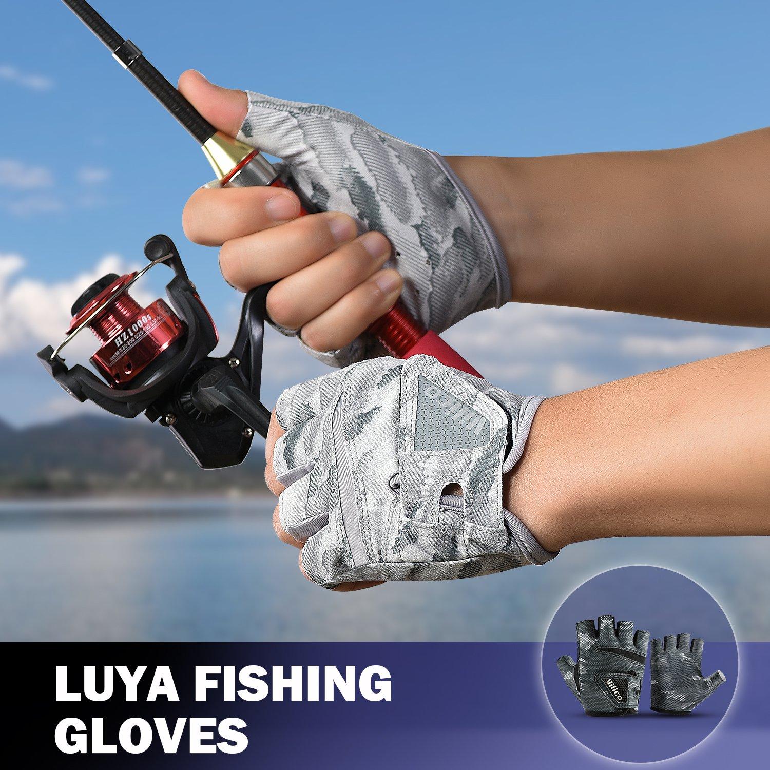 Yiran Health & Beauty Men's Gray Protection Fishing Fingerless Gloves Sun Protection Gloves Wo Suitable For Outdoor Fishing Kayaking Hiking Paddling