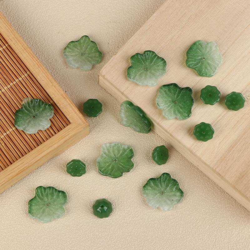 20Pcs Glass Lotus Flower Lotus Seedpod Beads Diy Jewelry Making Supplies Accessories For Handcraft Craft Kit