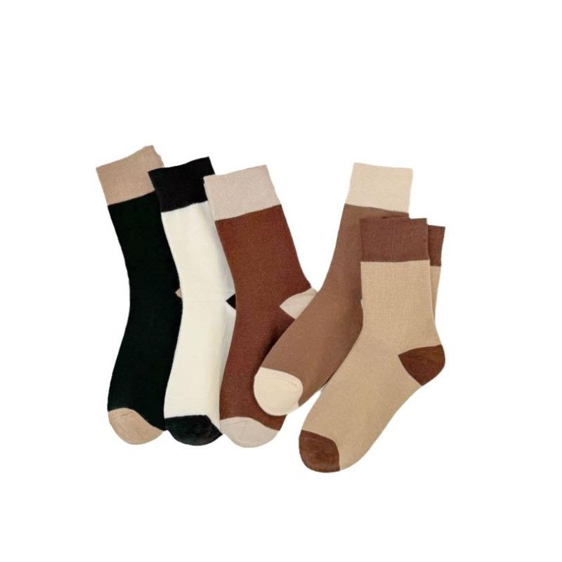 Mid-calf Socks for Autumn and Winter, Color-matched Mid-calf Socks, Niche and Fashionable Women's Socks