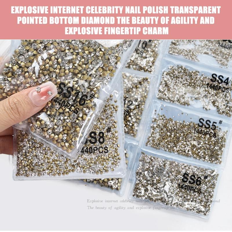 1Bag 3D Nail Charms Pointed Bottom Nail Rhinestones for Nail Decoration Nails Art Projects Embellishments Crafts