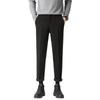 Autumn and Winter New Velvet Thickened Men's Drape Black Pants Small Trousers Men's Slim Straight Casual Pants