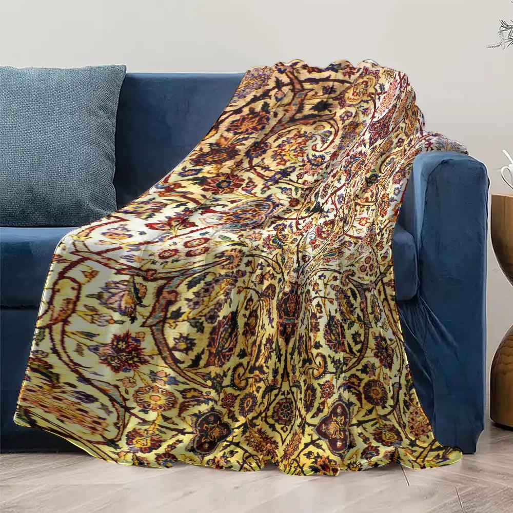 Bohemian Floral Vintage Paisley Ethnic Print Throw Blanket Sofa Bed Cover Decorative Cushion Warm Warm Fleece Blanket