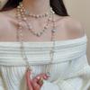 Layered Pearl Necklace Simulated Pearl Sweater Necklace Fashion Bead Necklace  Lady Wear