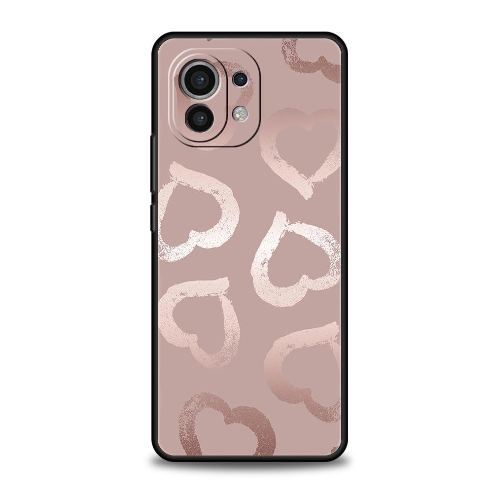 Phone Case For Xiaomi Mi 15 14 13 12 11 Lite 14T 13T 12T 11T Pro Poco X6 X5 M3 X3 Pro F5 F4 Cover Gold Rose Love Heart
