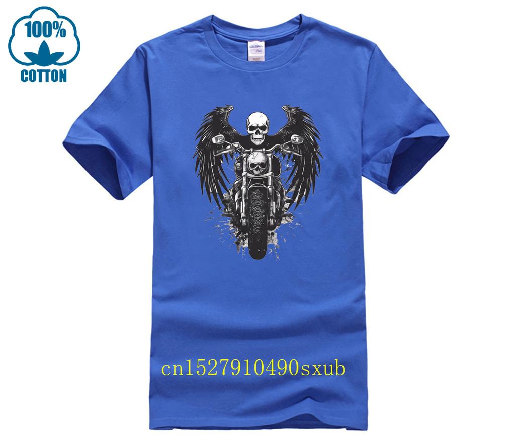 Mens Motorcycle Tshirt With Skull Winged Angel Of Death Mens Tshirt