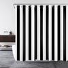 Black And White Shower Curtain Striped Bathroom Curtain Waterproof Polyester Fabric Fashionable Bathroom Shower Curtain Decoration With Hook