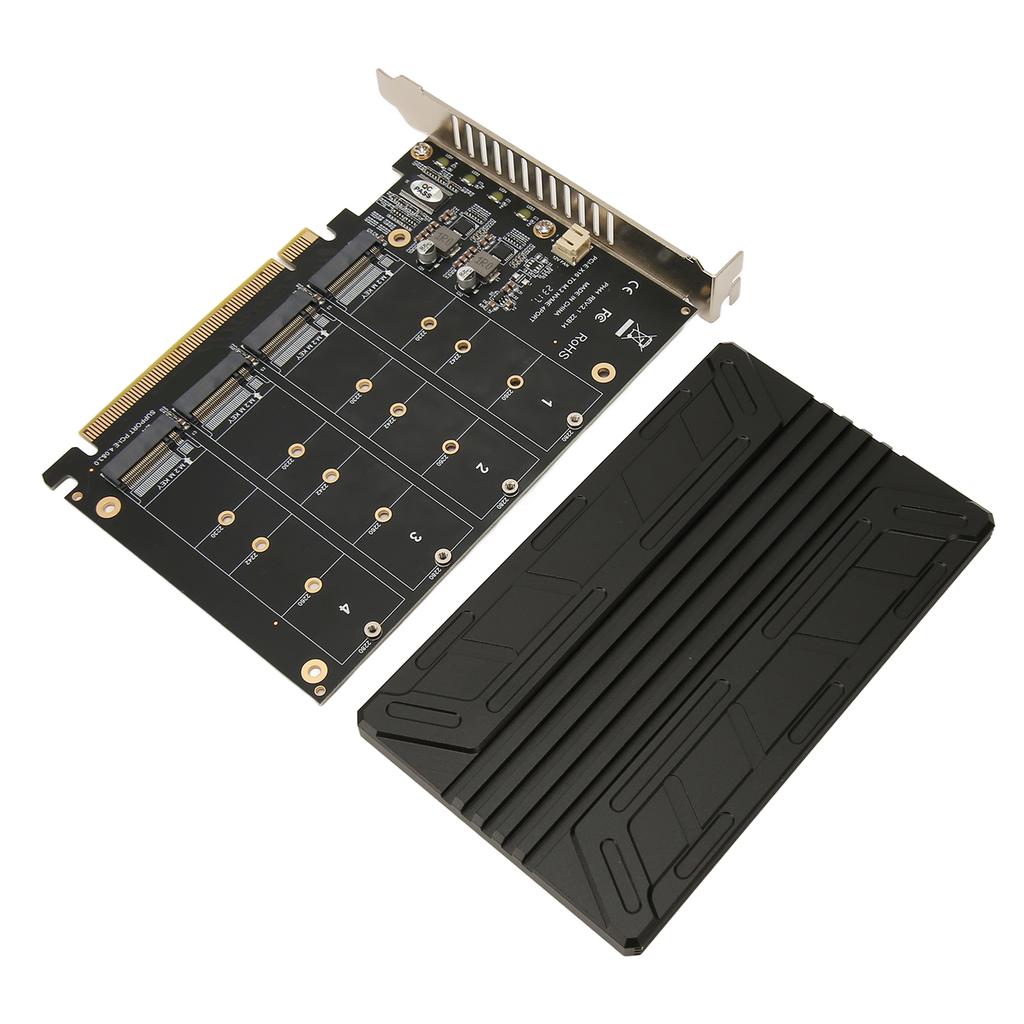 Quad M.2 NVME To PCIe Adapter 32Gbps Thickened Stable Aluminum Alloy Quad PCIe 4.0 To NVMe Card for Computer Expansion