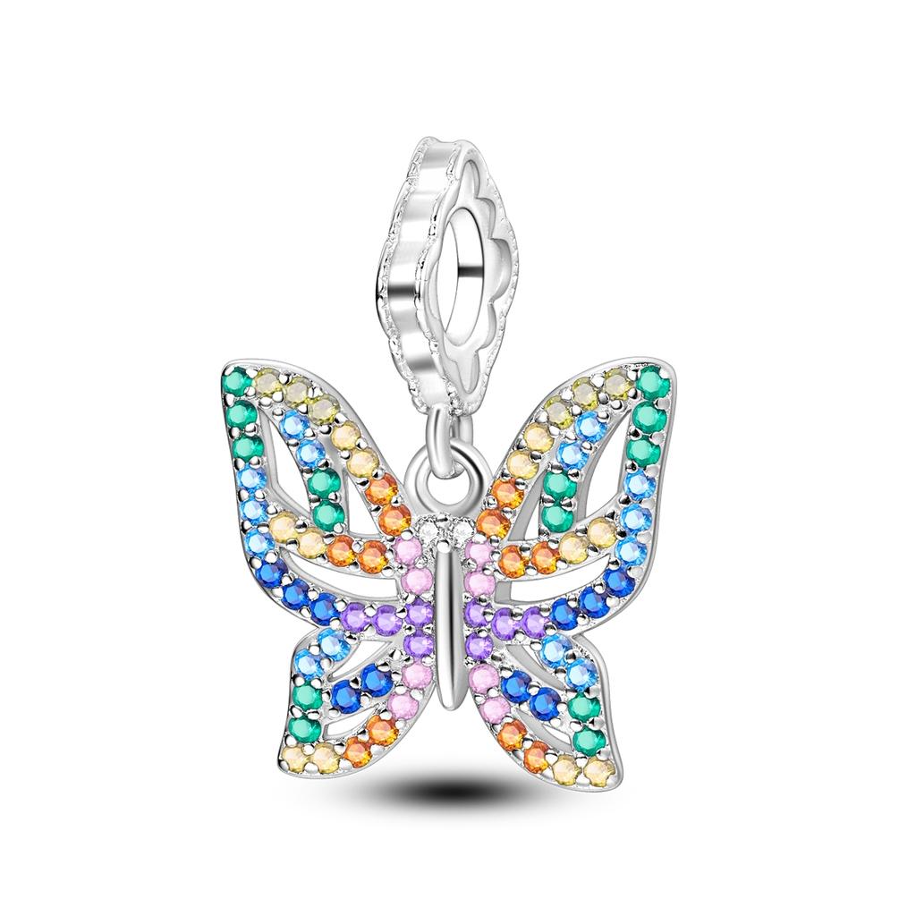 Copper Sparking Butterfly Charms Pendants Fit Original Bracelet Necklace Diy Beads For Women Jewelry Making Gift