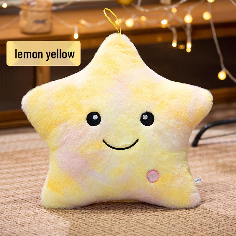 Luminous Five-Pointed Star Throw Pillow: Colorful Plush Toy Decoration for Sofa or Gift