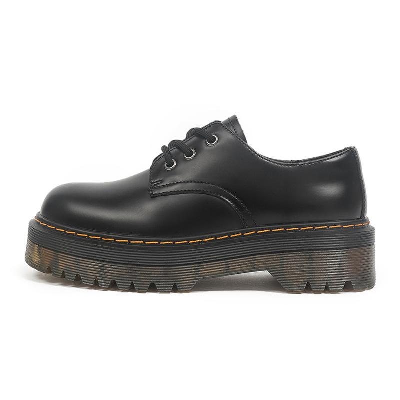 Small leather shoes women's spring 2025 new platform loafers, genuine leather women's shoes popular single shoes women's black Martin shoes