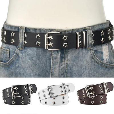 Hollow Punk Casual Women'S Belt Fashion Star Gas Eye Decoration Double Row Belt Women'S Jeans Belt Men
