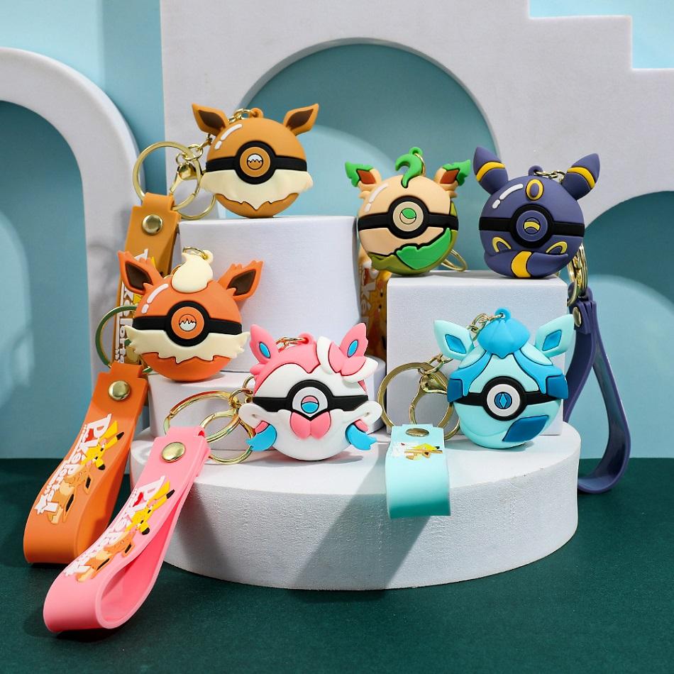 New Pokémon Figures Eevee Cartoon Keychain Cute Elf Ball Doll Male Female couple Backpack Pendant Accessorie Decoration Toy Gift