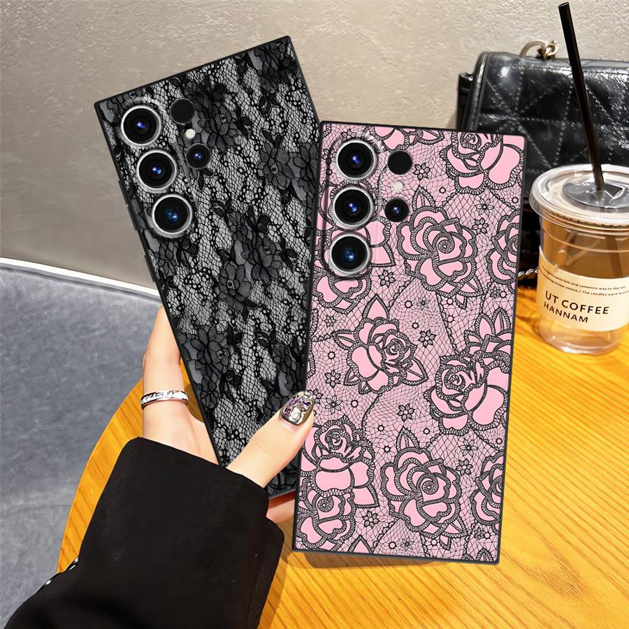 Case for Samsung Galaxy S26 Ultra S25 Plus S20 Ultra S10 S9 S24 Note 20 8 9 10 S23 S21 FE Funda Phone Cover Creative Lace