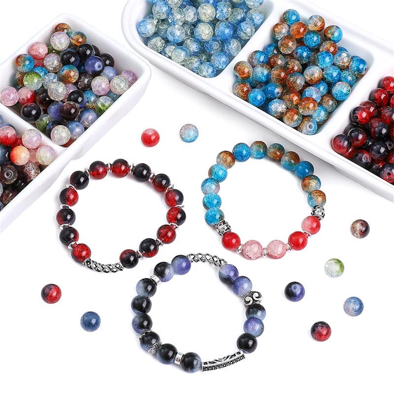 8/10mm Crackle Bicolor Glass Beads for DIY Jewelry