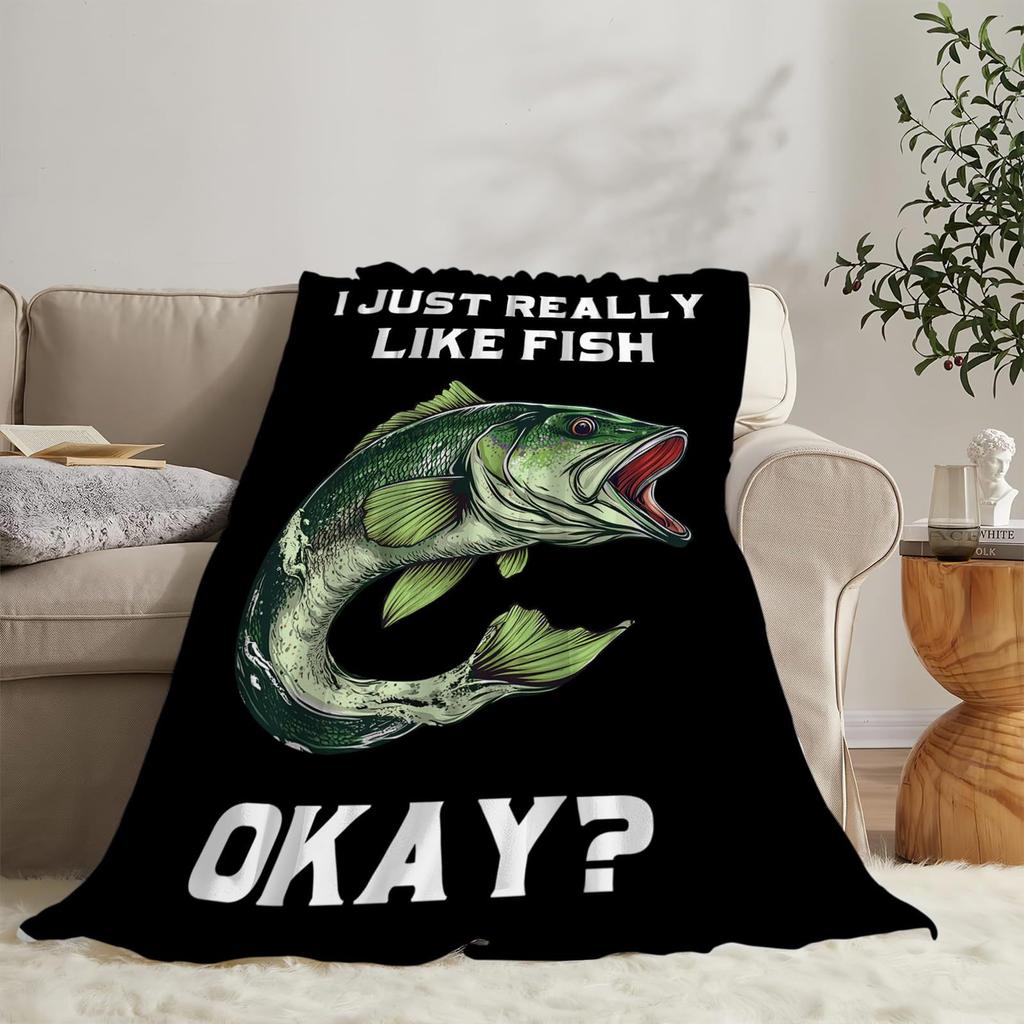 Cartoon fish animal Printed Blanket for Sofa Bed Travel Camping Living Room Office Conditioning Blanket for All Seasons Gifts