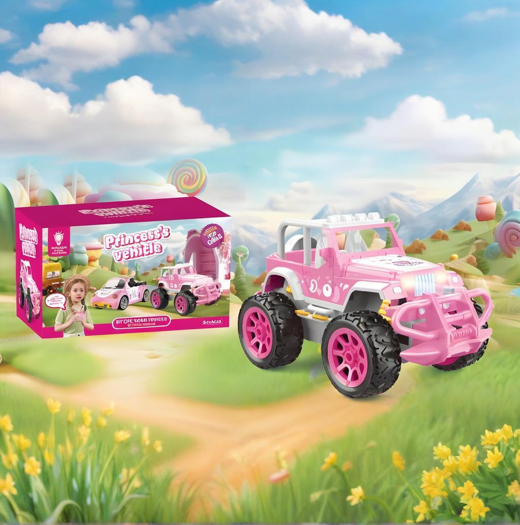 

Princess RC Car Toy Car Holiday Gift Indoor Outdoor Play Rechargeable Toy рожевий