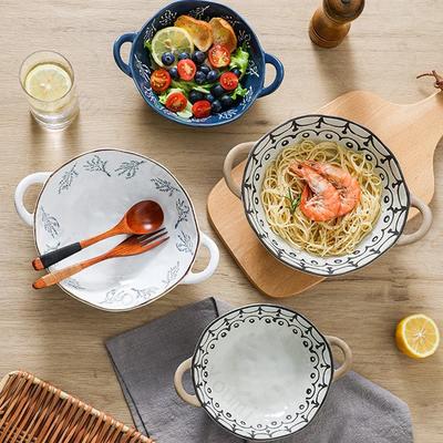 Creative Retro Ceramic Bowls Light Luxury Restaurant Large Soup Bowl Household Delicacies Ramen Bowl Unique Tableware
