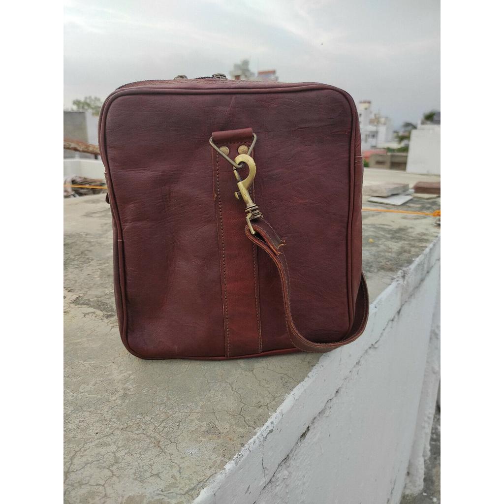Homens Couro Viagem crossbody Bagagem Vintage Duffel Marrom cabra retro rústico