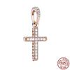 Gold Plated Sparkling Jesus Cross Pendant Charm Zircon Stones Bead Fit Original Fashion Bracelet Silver 925 Diy Jewelry Gift